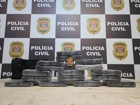 Carga de 16kg de cocaína é apreendida em Santos e homem é preso em flagrante.