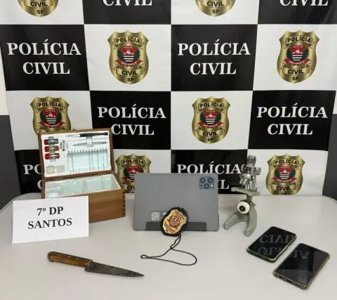 Homem é preso por roubo a residência e extorsão em Santos.