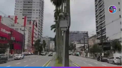 Novo radar de velocidade é instalado na Avenida Ana Costa, em Santos.