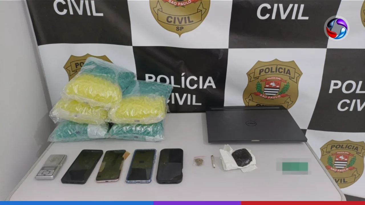Polícia Civil prende três homens por tráfico e apreende "ice" em Praia Grande.